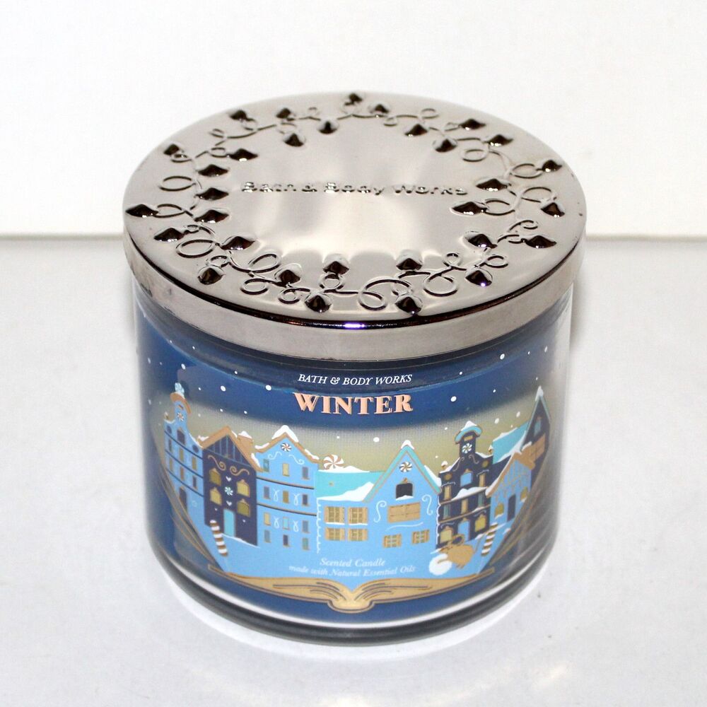 Bath & Body Works WINTER Scented Candle 14.5 oz jar 3 wick blue